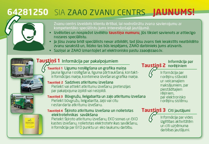 Testa režīmā sāk darboties ZAAO zvanu centrs