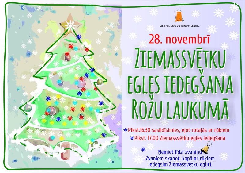 Ziemassvētku eglītes iedegšana Rožu laukumā