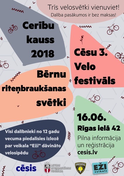 Trīs velo sacensības Cēsīs vienā dienā