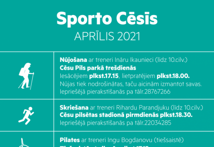 "Sporto Cēsīs" nodarbības aprīlī