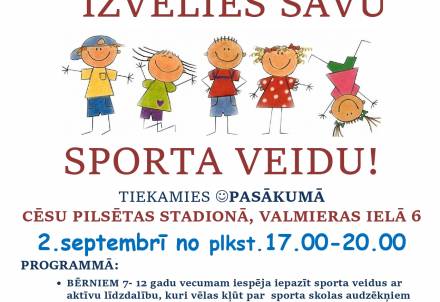 Sporta skola aicina “Izvēlies savu sporta veidu"