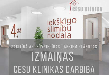 Izmaiņas Cēsu klīnikas darbībā
