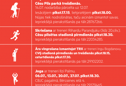 Bezmaksas sporta nodarbības jūlijā
