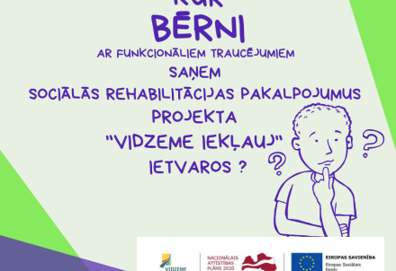 Kur bērni ar funkcionāliem traucējumiem saņem sociālās rehabilitācijas pakalpojumus projektā "Vidzeme iekļauj"?