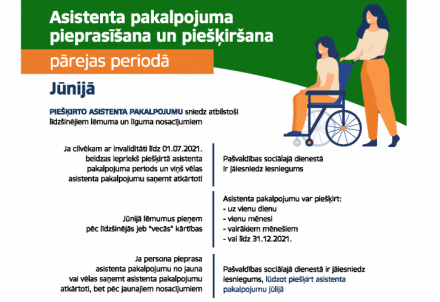 Asistenta pakalpojuma pieprasīšana jūnijā un jūlijā