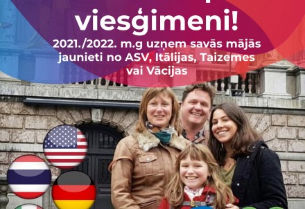 Meklē viesģimenes jauniešiem no ASV, Itālijas, Taizemes, Vācijas 2021./2022.mācību gadam