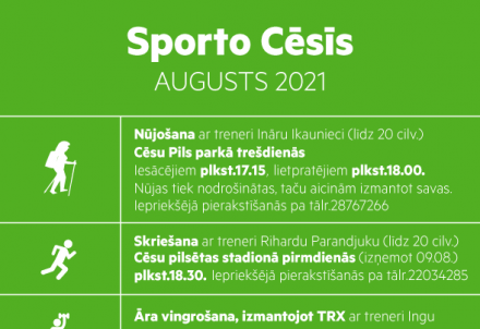 Bezmaksas sporta nodarbības augustā