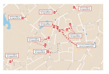 Satiksmes ierobežojumi Sarunu festivāla LAMPA laikā