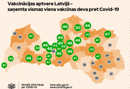 Cēsu novadā 46% iedzīvotāju saņēmuši vismaz vienu vakcīnas devu pret Covid-19