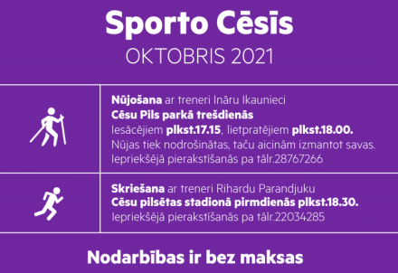 Bezmaksas sporta nodarbības oktobrī