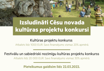 Izsludināti Cēsu novada kultūras projektu konkursi