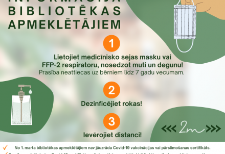 No marta bibliotēkas apmeklētājiem nav jāuzrāda Covid-19 sertifikāts