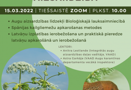 LLKC bezmaksas seminārs "Aktualitātes augu aizsardzībā" 15.martā
