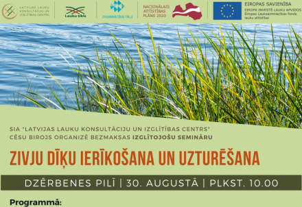 Bezmaksas seminārs par zivju dīķu ierīkošanu un uzturēšanu
