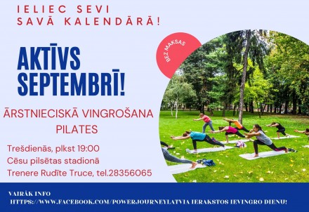 Bezmaksas vingrošana Cēsīs septembrī