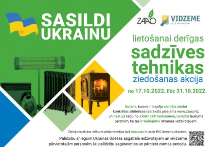 ZAAO un Vidzemes plānošanas reģions izsludina akciju "Sasildi Ukrainu"