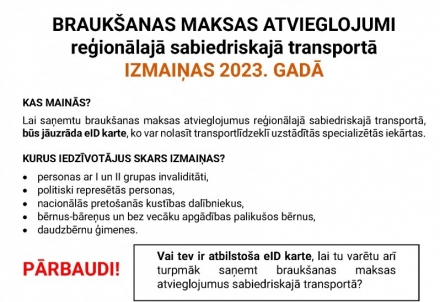Braukšanas maksas atvieglojumi reģionālajā transportā 2023.gadā