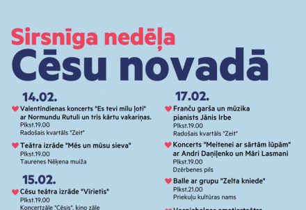 Pasākumi Cēsu novadā Valentīndienas noskaņās
