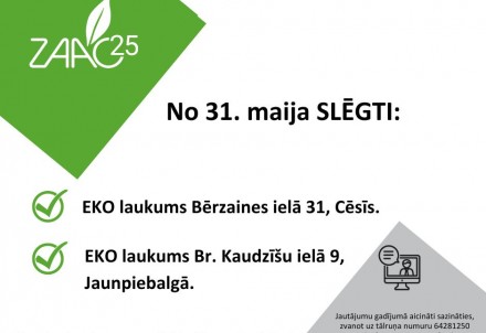 Slēgti EKO laukumi Cēsīs un Jaunpiebalgā