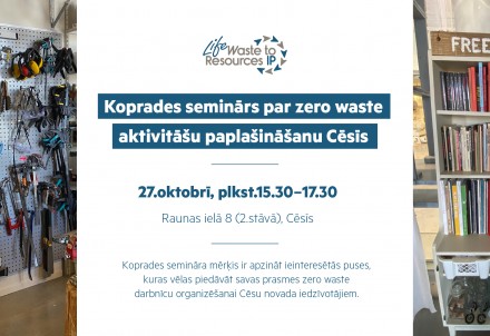 Notiks koprades seminārs par zero waste aktivitāšu paplašināšanu Cēsīs