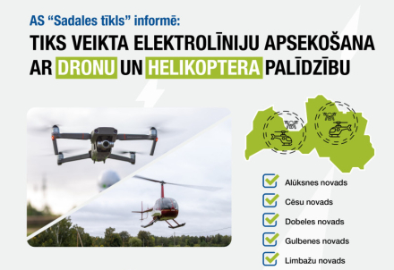 Cēsu novadā veiks gaisvadu elektrolīniju apsekošanu ar droniem