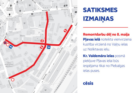 Turpinās ielu infrastruktūras attīstība Pļavas un Valdemāra ielās, Cēsīs