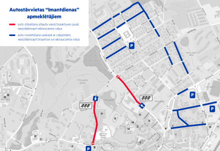 Pieejamo autostāvvietu karte "Imantdienu" apmeklētājiem