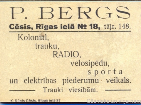 Spogulis, kura otrā pusē redzama P. Berga veikala reklāma; CM 85251