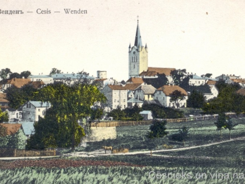 Cēsu panorāma no Dubinskas puses 20. gs. sākumā