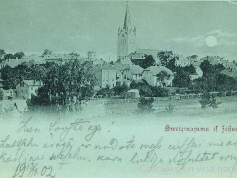 Cēsu panorāma mēnesnīcā 20. gs. sākumā