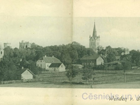 Cēsu panorāma no rietumu puses, 20. gs. sākums