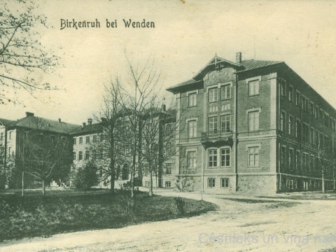 Bērzaines ģimnāzijas ēka, pastkarte nosūtīta 1911. gada oktobrī