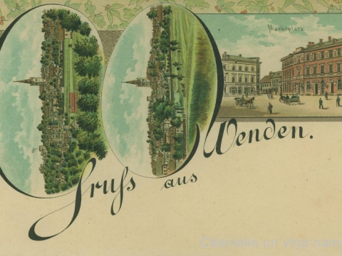 Cēsu panorāmas un Tirgus laukums 19. gs. beigās